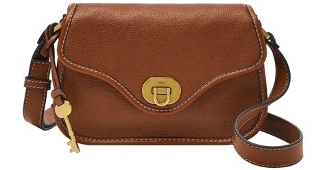 Fossil Women's Heritage Leather Mini Flap Crossbody Purse 